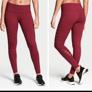 Victoria Secret Sport Burgundy Knockout Legging Tight Corset detail -‎ Size M